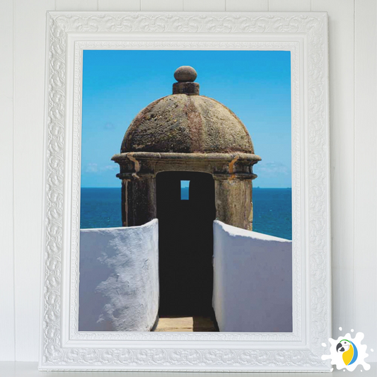 Photography Poster Of Portuguese Fortress In Salvador Bahia Brazil • Ocean White & Blue Digital Photo Paper Print • Gift For Brazilian • Papagaio Studio Shop