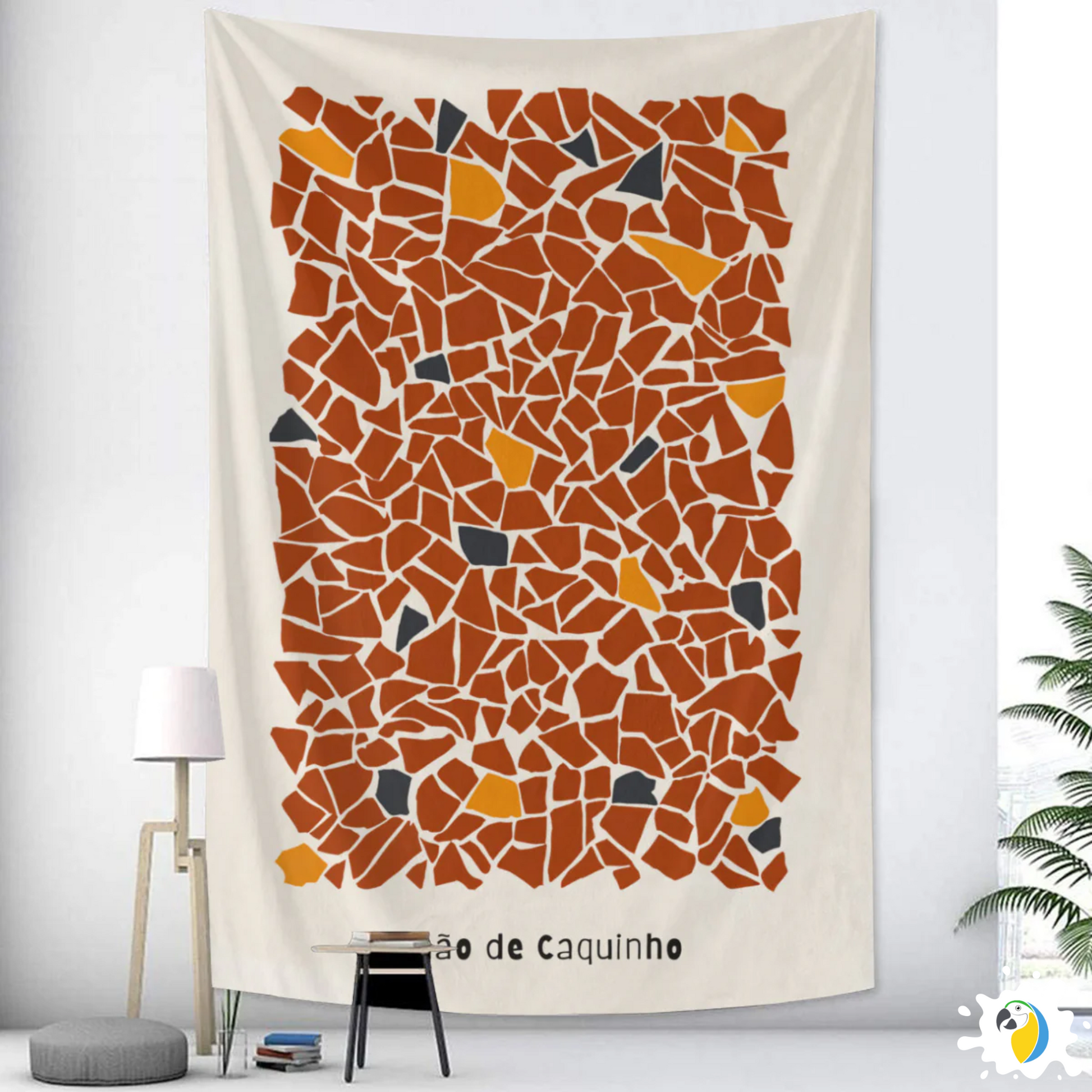 "Chão de Caquinho" Mosaic Wall Tapestry • Vibrant Brazilian Traditional Aesthetic Design • Papagaio Studio Decor Shop