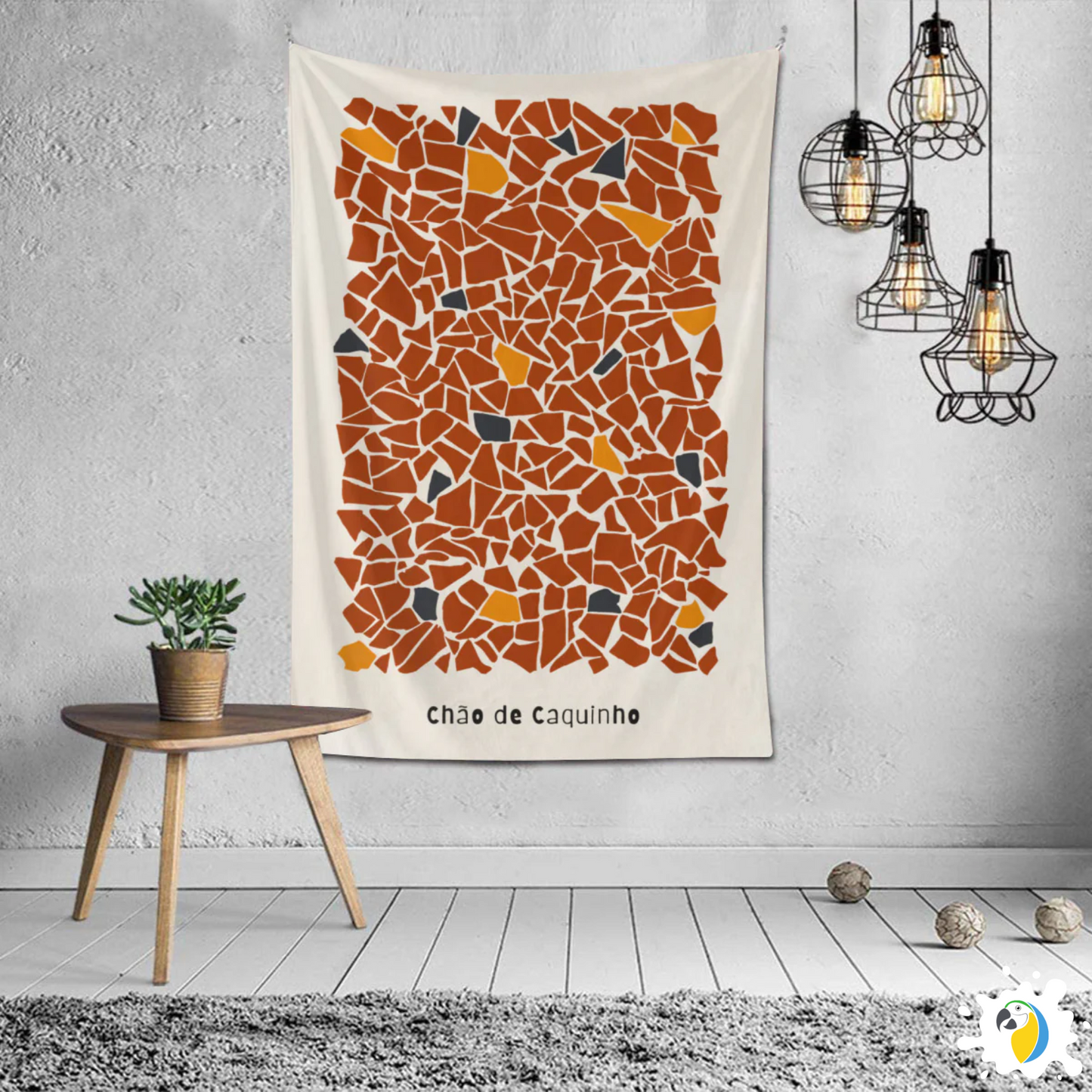 "Chão de Caquinho" Mosaic Wall Tapestry • Vibrant Brazilian Traditional Aesthetic Design • Papagaio Studio Decor Shop