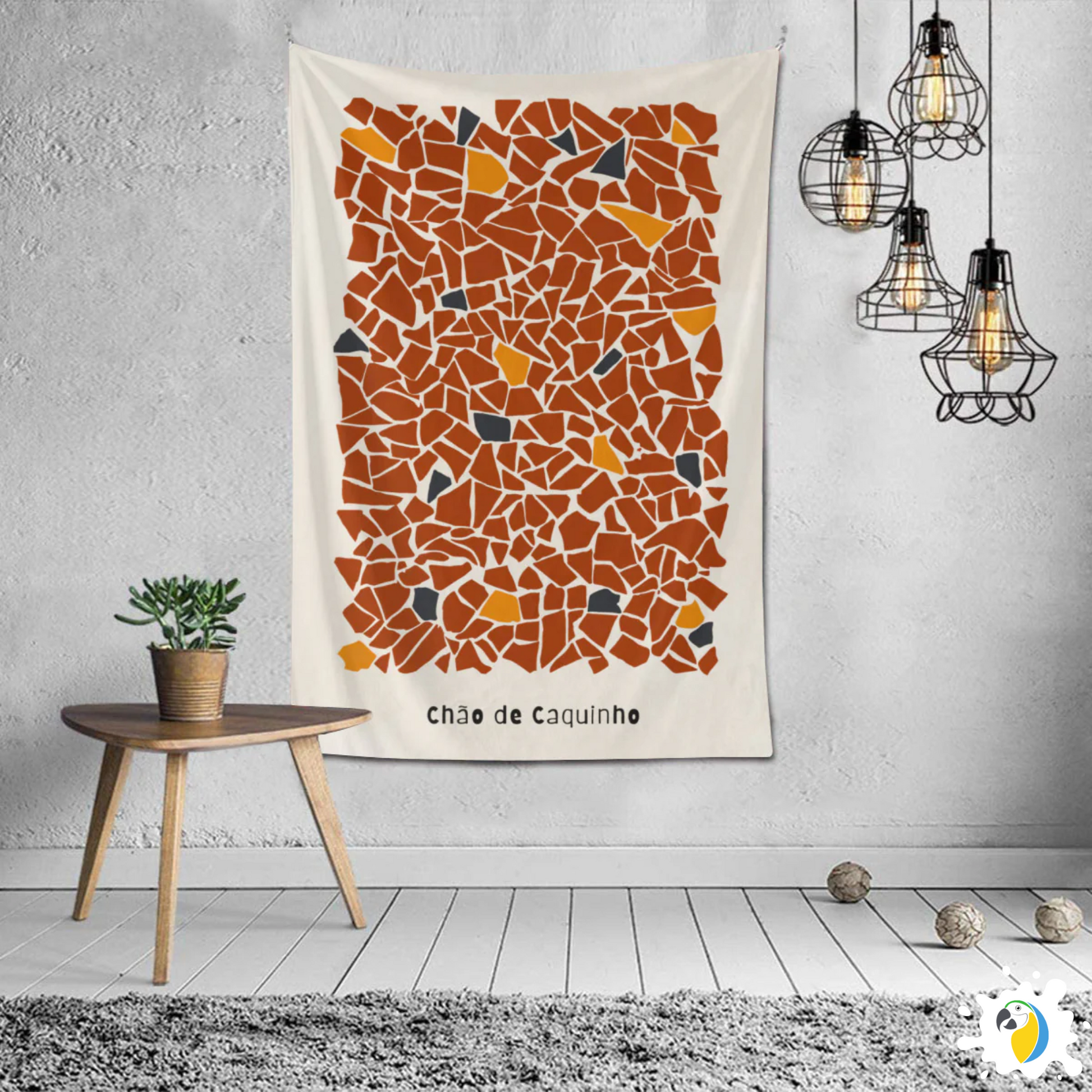 "Chão de Caquinho" Mosaic Wall Tapestry • Vibrant Brazilian Traditional Aesthetic Design • Papagaio Studio Decor Shop