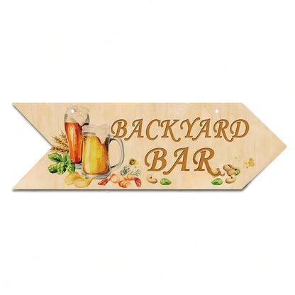 Rustic Bar And Pool Arrow Wooden Signs • Tiki Bar Indication Wood Plaque Wall Hanging For Beach House Coastal & Seaside Decor • Papagaio Studio Design Shop