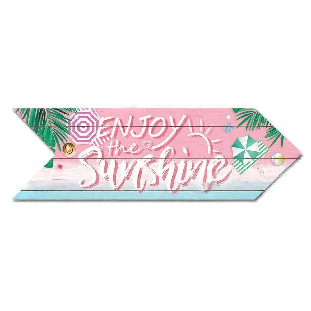 Retro Swimming Pool Wood Sign • Summer Arrow Wooden Sign Wall Hanging • Tropical Beach House Decor For Family Swimming Pool Area • Papagaio Studio Design Shop