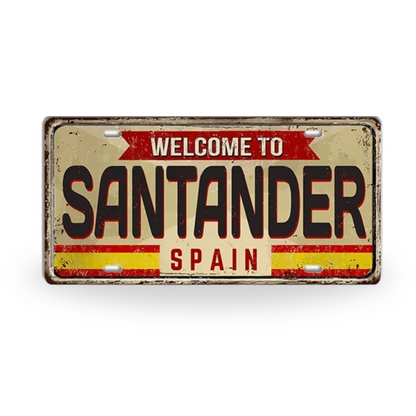 Spain Landmark License Plate Tin Sign • Spanish City Metal Print • Euro Trip Souvenir • Decorative Plaque Wall Decor • Europe Traveler Gift • Papagaio Studio Design Shop