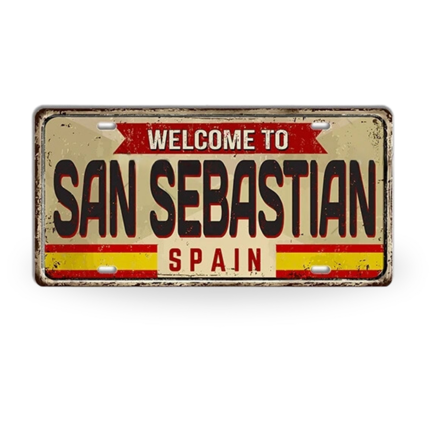 Spain Landmark License Plate Tin Sign • Spanish City Metal Print • Euro Trip Souvenir • Decorative Plaque Wall Decor • Europe Traveler Gift • Papagaio Studio Design Shop