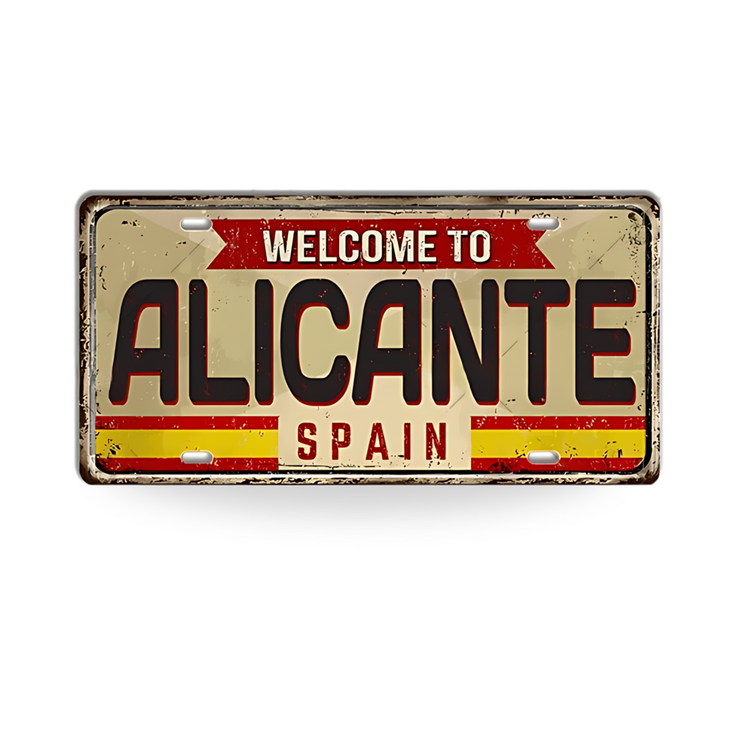 Spain Landmark License Plate Tin Sign • Spanish City Metal Print • Euro Trip Souvenir • Decorative Plaque Wall Decor • Europe Traveler Gift • Papagaio Studio Design Shop