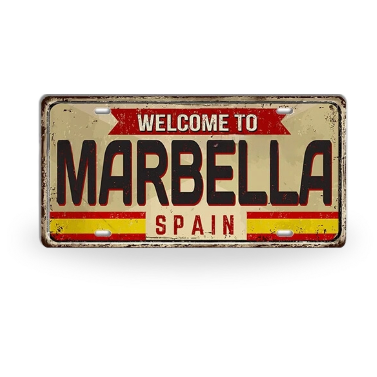 Spain Landmark License Plate Tin Sign • Spanish City Metal Print • Euro Trip Souvenir • Decorative Plaque Wall Decor • Europe Traveler Gift • Papagaio Studio Design Shop