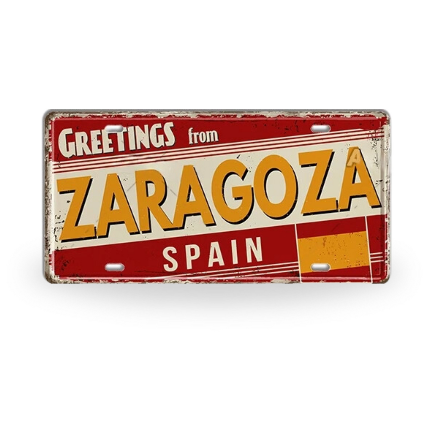 Spain Landmark License Plate Tin Sign • Spanish City Metal Print • Euro Trip Souvenir • Decorative Plaque Wall Decor • Europe Traveler Gift • Papagaio Studio Design Shop