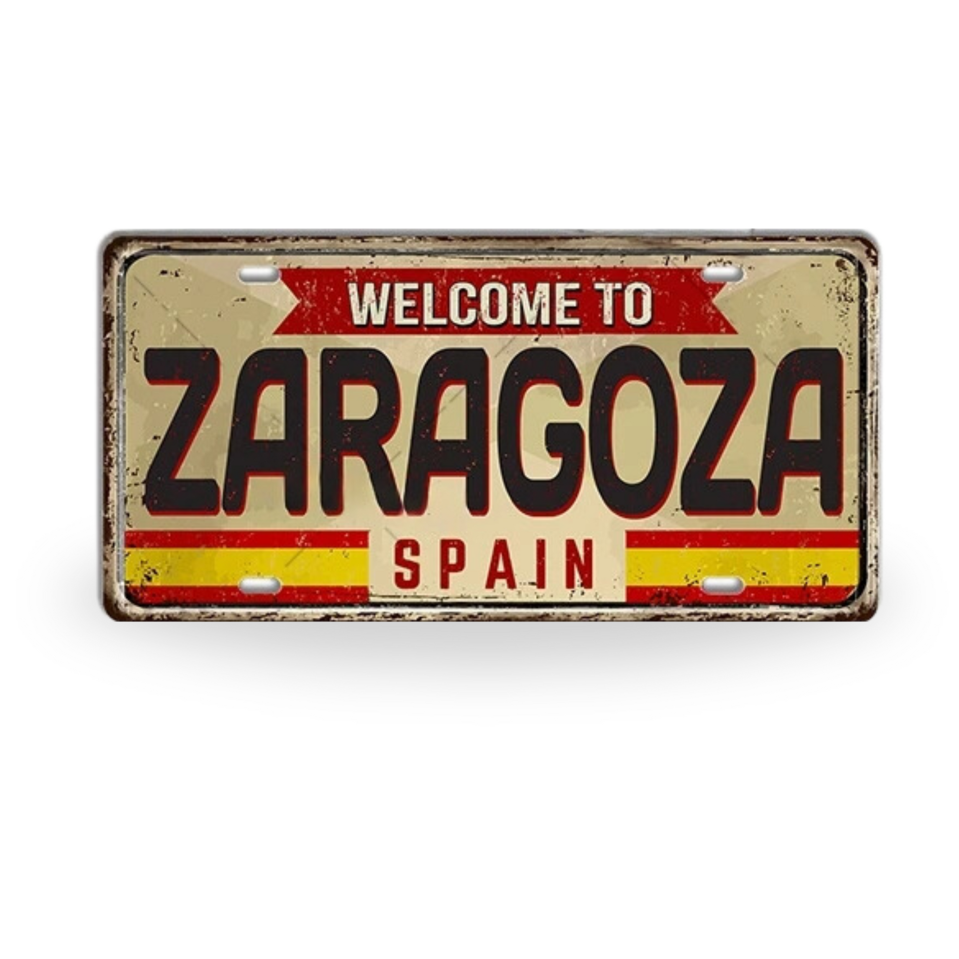 Spain Landmark License Plate Tin Sign • Spanish City Metal Print • Euro Trip Souvenir • Decorative Plaque Wall Decor • Europe Traveler Gift • Papagaio Studio Design Shop