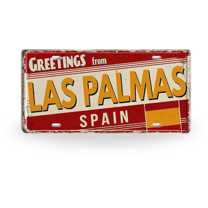 Spain Landmark License Plate Tin Sign • Spanish City Metal Print • Euro Trip Souvenir • Decorative Plaque Wall Decor • Europe Traveler Gift • Papagaio Studio Design Shop