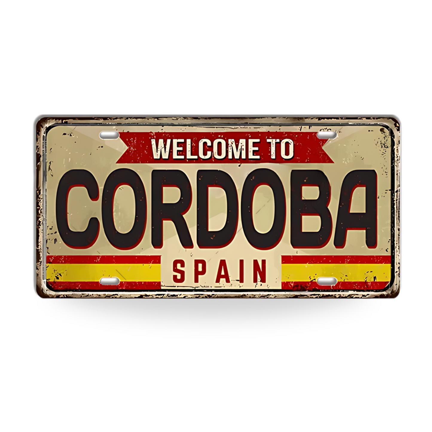 Spain Landmark License Plate Tin Sign • Spanish City Metal Print • Euro Trip Souvenir • Decorative Plaque Wall Decor • Europe Traveler Gift • Papagaio Studio Design Shop