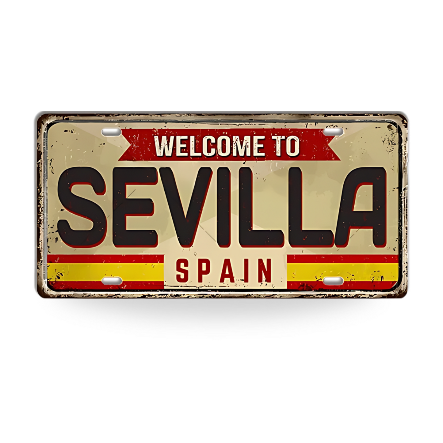 Spain Landmark License Plate Tin Sign • Spanish City Metal Print • Euro Trip Souvenir • Decorative Plaque Wall Decor • Europe Traveler Gift • Papagaio Studio Design Shop