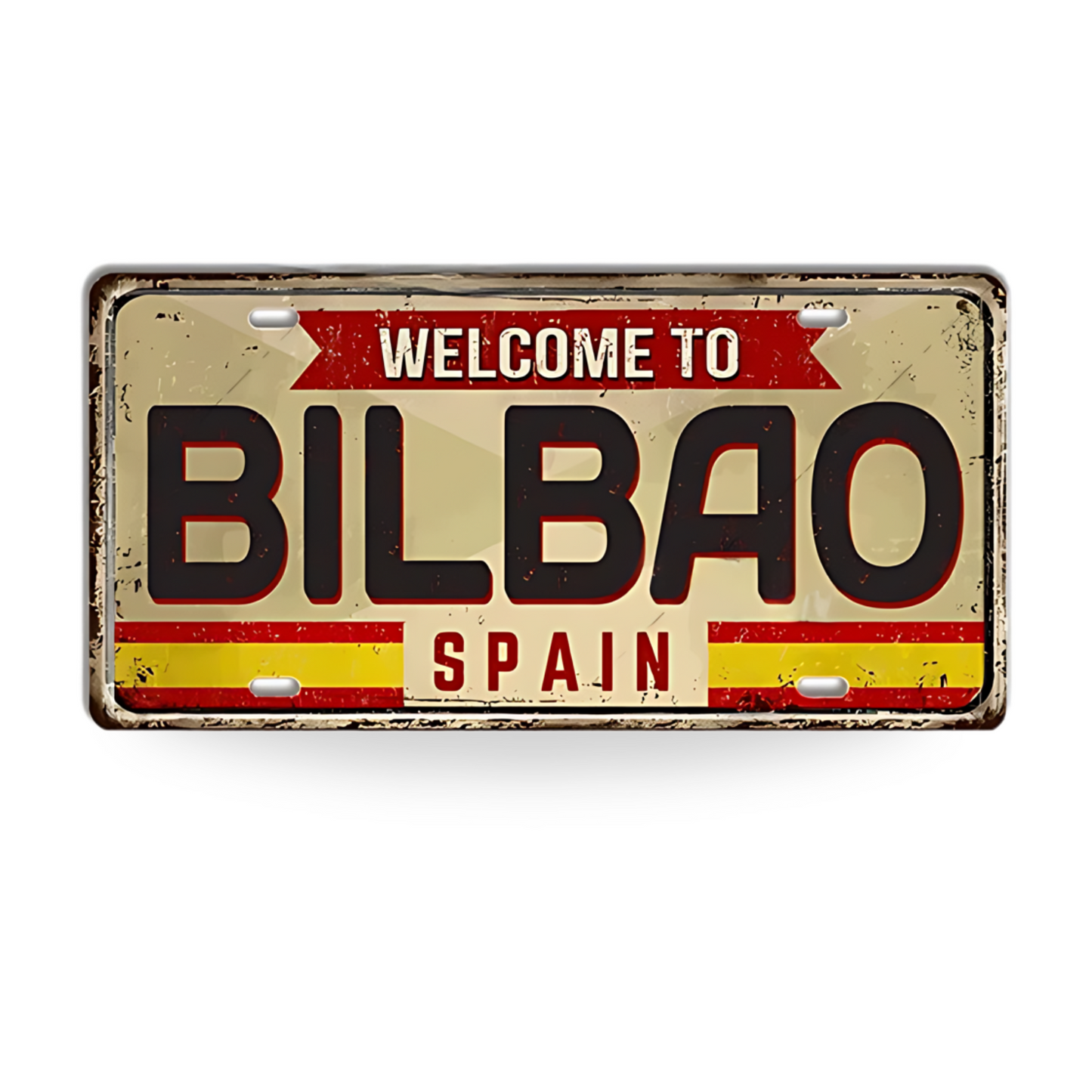 Spain Landmark License Plate Tin Sign • Spanish City Metal Print • Euro Trip Souvenir • Decorative Plaque Wall Decor • Europe Traveler Gift • Papagaio Studio Design Shop
