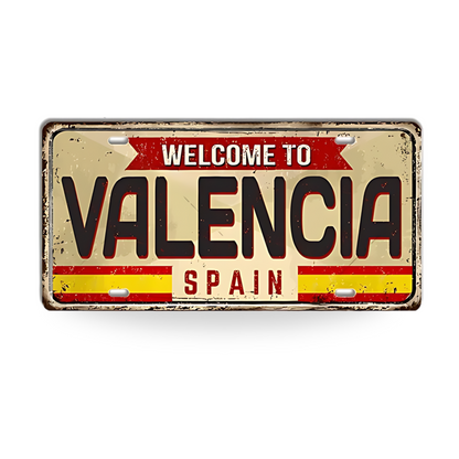 Spain Landmark License Plate Tin Sign • Spanish City Metal Print • Euro Trip Souvenir • Decorative Plaque Wall Decor • Europe Traveler Gift • Papagaio Studio Design Shop