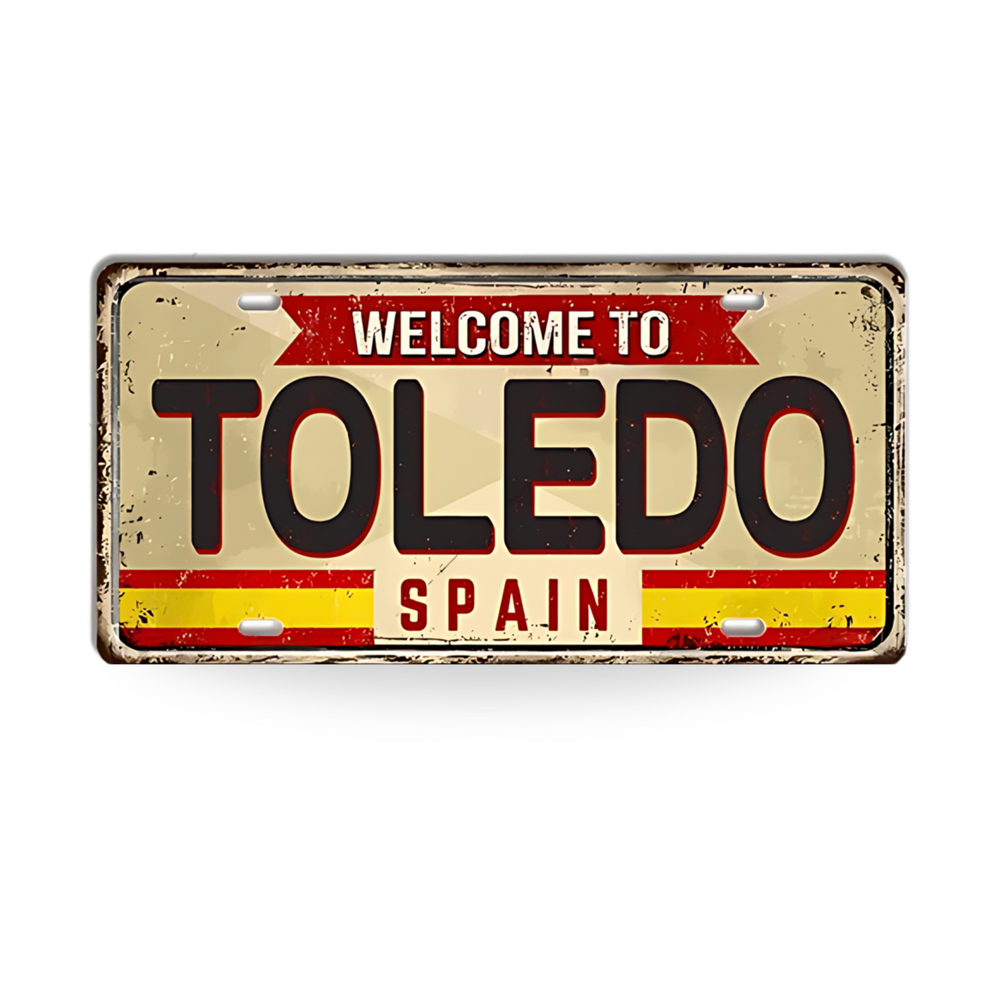Spain Landmark License Plate Tin Sign • Spanish City Metal Print • Euro Trip Souvenir • Decorative Plaque Wall Decor • Europe Traveler Gift • Papagaio Studio Design Shop