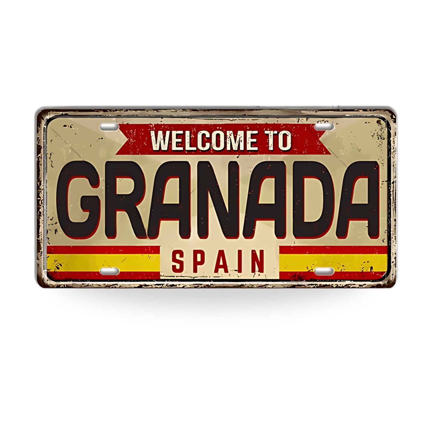 Spain Landmark License Plate Tin Sign • Spanish City Metal Print • Euro Trip Souvenir • Decorative Plaque Wall Decor • Europe Traveler Gift • Papagaio Studio Design Shop