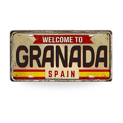 Spain Landmark License Plate Tin Sign • Spanish City Metal Print • Euro Trip Souvenir • Decorative Plaque Wall Decor • Europe Traveler Gift • Papagaio Studio Design Shop