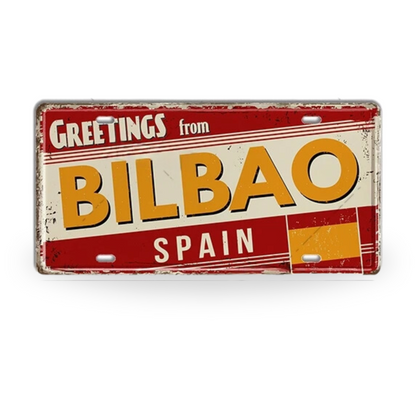 Spain Landmark License Plate Tin Sign • Spanish City Metal Print • Euro Trip Souvenir • Decorative Plaque Wall Decor • Europe Traveler Gift • Papagaio Studio Design Shop