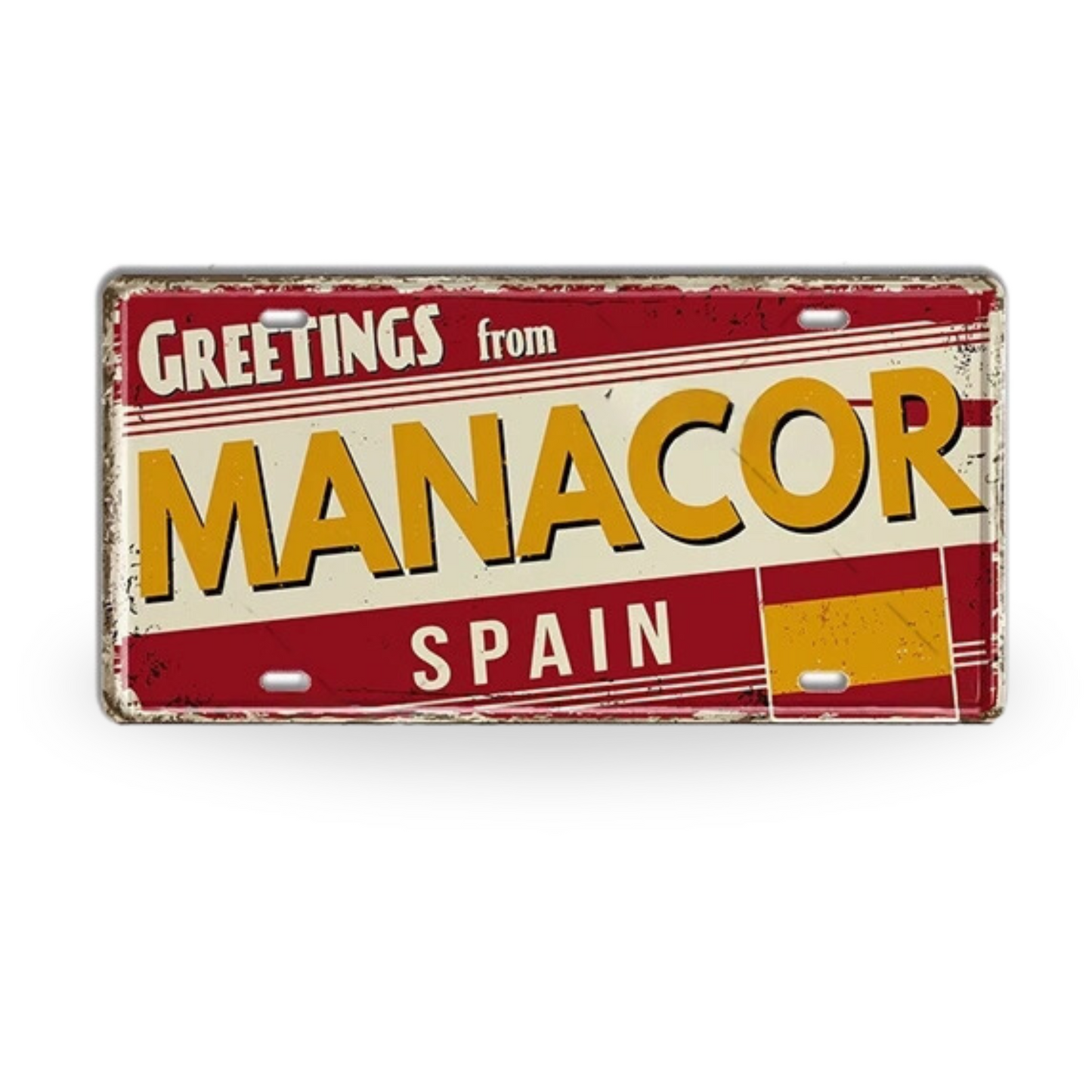Spain Landmark License Plate Tin Sign • Spanish City Metal Print • Euro Trip Souvenir • Decorative Plaque Wall Decor • Europe Traveler Gift • Papagaio Studio Design Shop