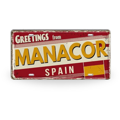 Spain Landmark License Plate Tin Sign • Spanish City Metal Print • Euro Trip Souvenir • Decorative Plaque Wall Decor • Europe Traveler Gift • Papagaio Studio Design Shop