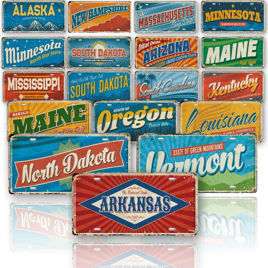 USA License Plate • United States Landmark Tin Sign • American Cities & States Metal Prints Decor Wall Hanging • Travel Souvenir Gift • Papagaio Studio Design Shop