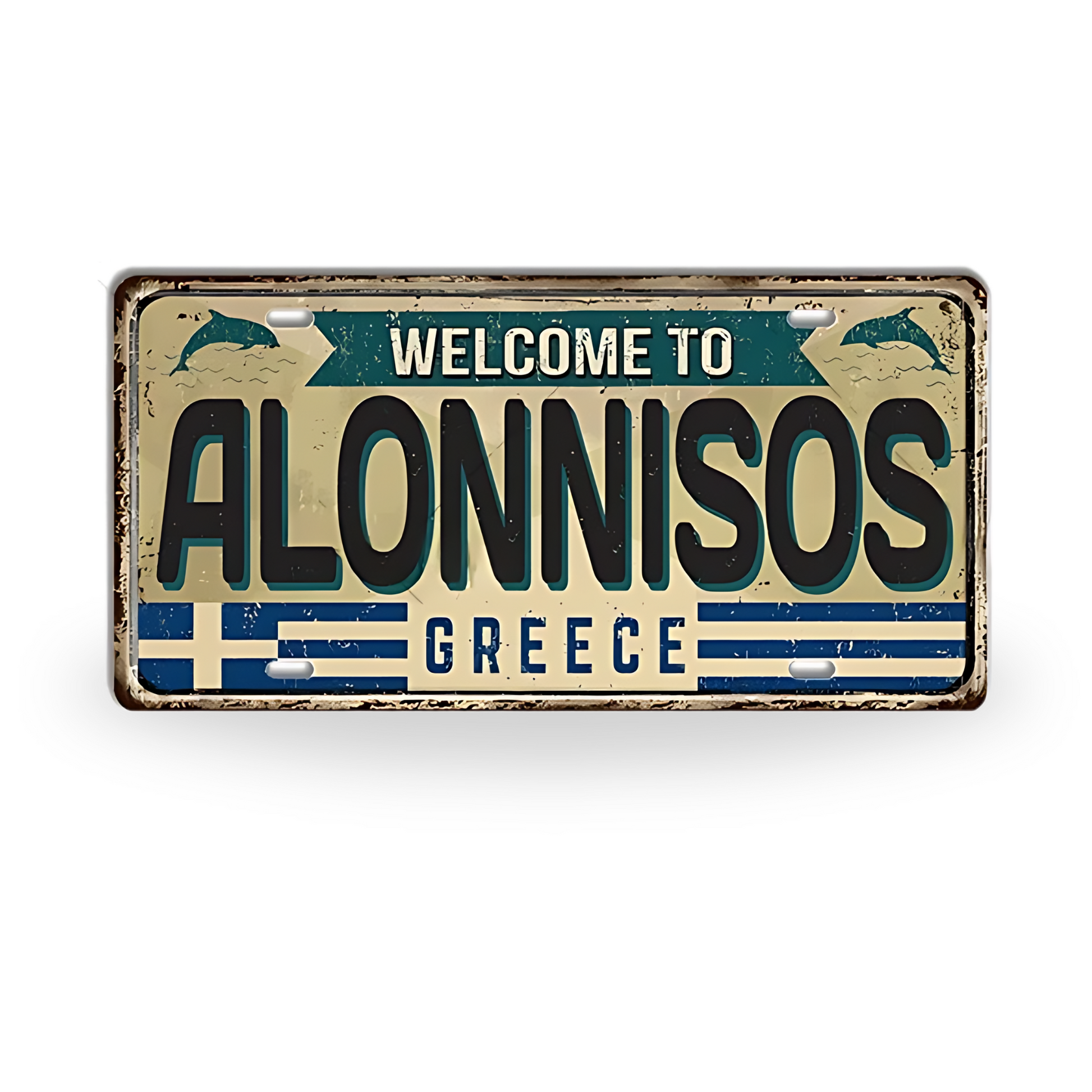 Greek Island License Plates • Retro Greece Tin Signs • Vintage Landmark Decorative Metal Print Wall Art • Ideal Gift for Travel Enthusiasts • Papagaio Studio Design Shop