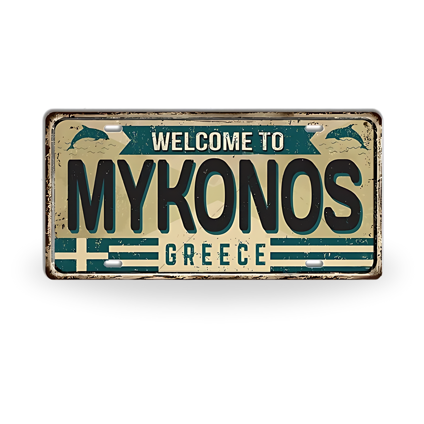 Greek Island License Plates • Retro Greece Tin Signs • Vintage Landmark Decorative Metal Print Wall Art • Ideal Gift for Travel Enthusiasts • Papagaio Studio Design Shop