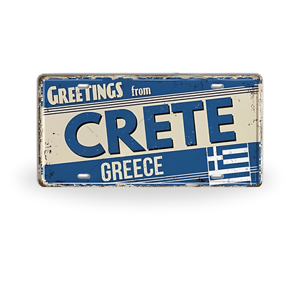 Greek Island License Plates • Retro Greece Tin Signs • Vintage Landmark Decorative Metal Print Wall Art • Ideal Gift for Travel Enthusiasts • Papagaio Studio Design Shop