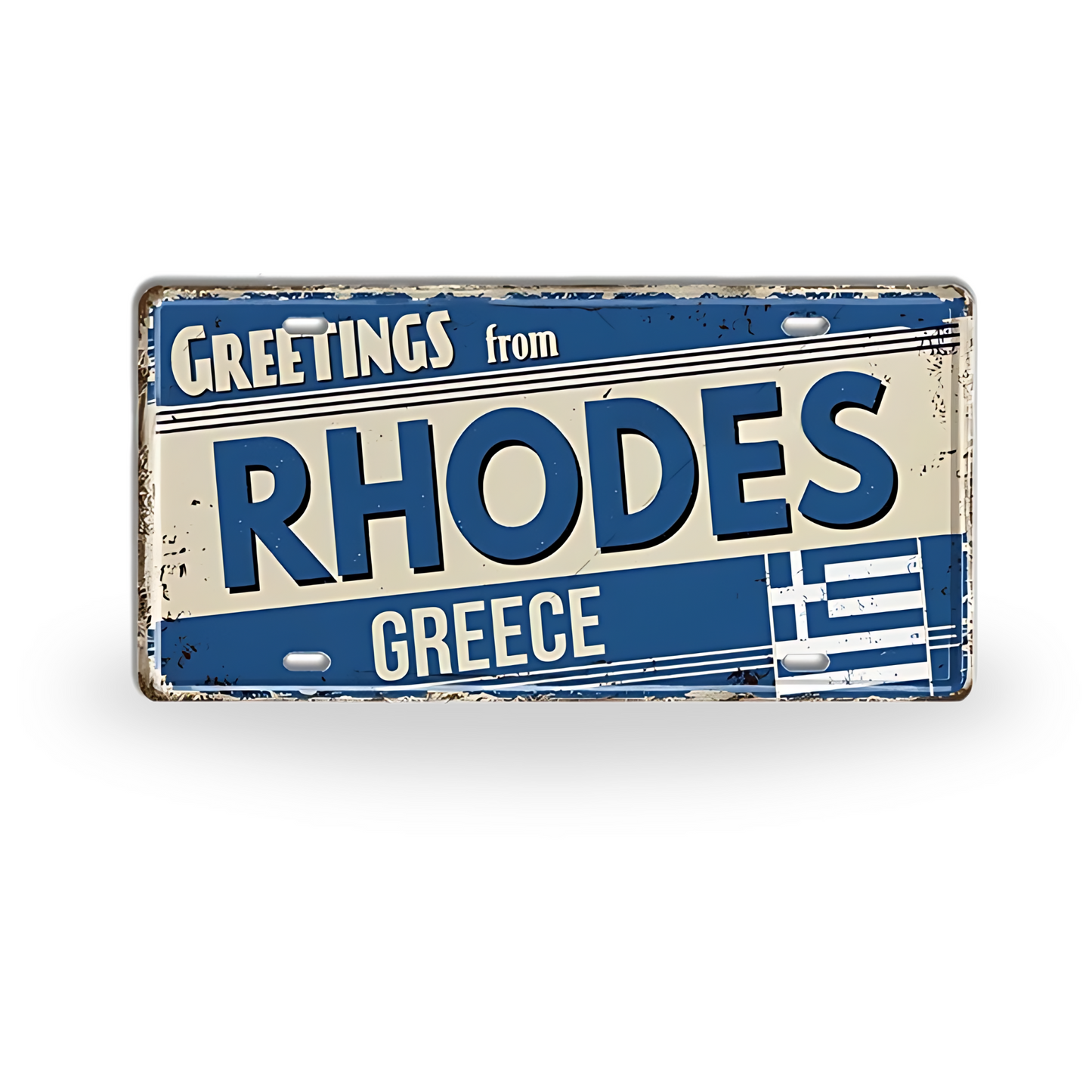 Greek Island License Plates • Retro Greece Tin Signs • Vintage Landmark Decorative Metal Print Wall Art • Ideal Gift for Travel Enthusiasts • Papagaio Studio Design Shop