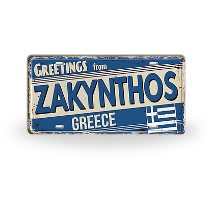 Greek Island License Plates • Retro Greece Tin Signs • Vintage Landmark Decorative Metal Print Wall Art • Ideal Gift for Travel Enthusiasts • Papagaio Studio Design Shop