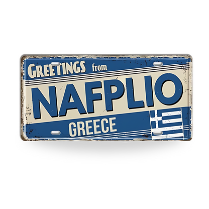 Greek Island License Plates • Retro Greece Tin Signs • Vintage Landmark Decorative Metal Print Wall Art • Ideal Gift for Travel Enthusiasts • Papagaio Studio Design Shop