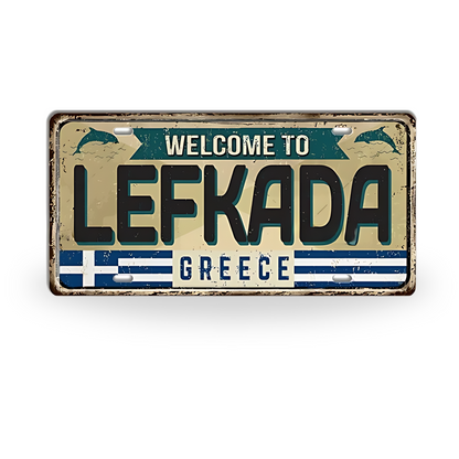 Greek Island License Plates • Retro Greece Tin Signs • Vintage Landmark Decorative Metal Print Wall Art • Ideal Gift for Travel Enthusiasts • Papagaio Studio Design Shop