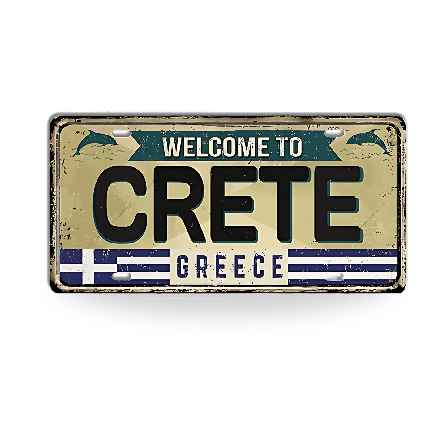 Greek Island License Plates • Retro Greece Tin Signs • Vintage Landmark Decorative Metal Print Wall Art • Ideal Gift for Travel Enthusiasts • Papagaio Studio Design Shop
