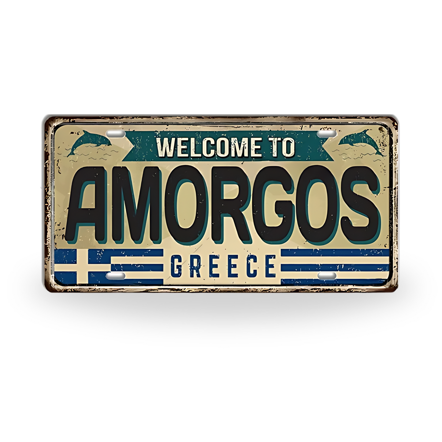 Greek Island License Plates • Retro Greece Tin Signs • Vintage Landmark Decorative Metal Print Wall Art • Ideal Gift for Travel Enthusiasts • Papagaio Studio Design Shop