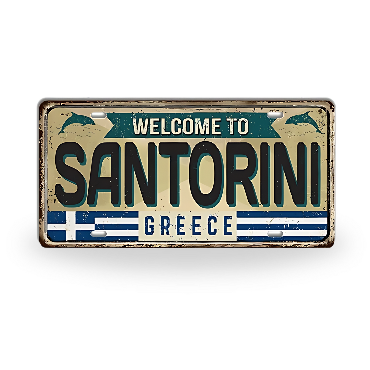 Greek Island License Plates • Retro Greece Tin Signs • Vintage Landmark Decorative Metal Print Wall Art • Ideal Gift for Travel Enthusiasts • Papagaio Studio Design Shop