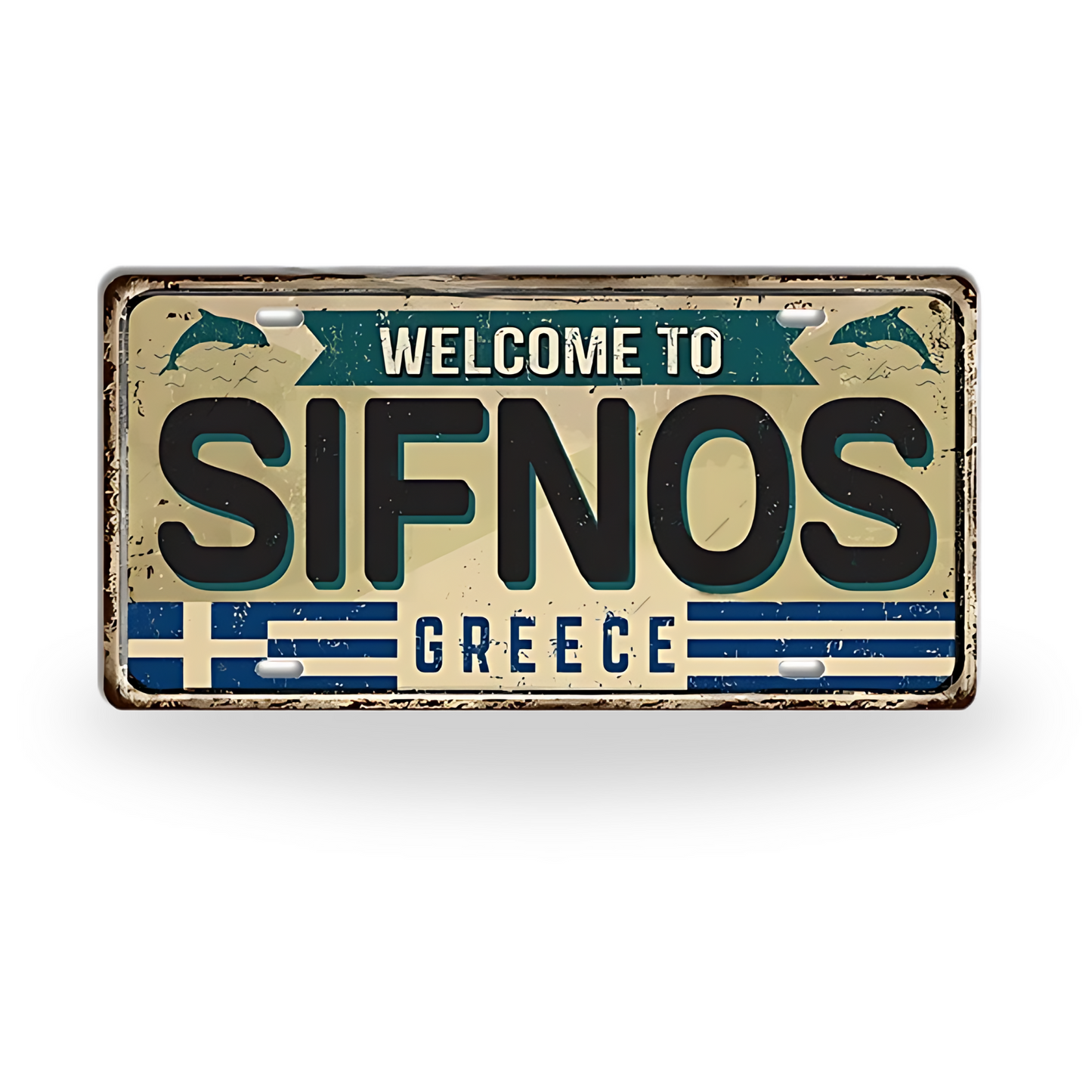 Greek Island License Plates • Retro Greece Tin Signs • Vintage Landmark Decorative Metal Print Wall Art • Ideal Gift for Travel Enthusiasts • Papagaio Studio Design Shop