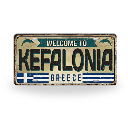 Greek Island License Plates • Retro Greece Tin Signs • Vintage Landmark Decorative Metal Print Wall Art • Ideal Gift for Travel Enthusiasts • Papagaio Studio Design Shop