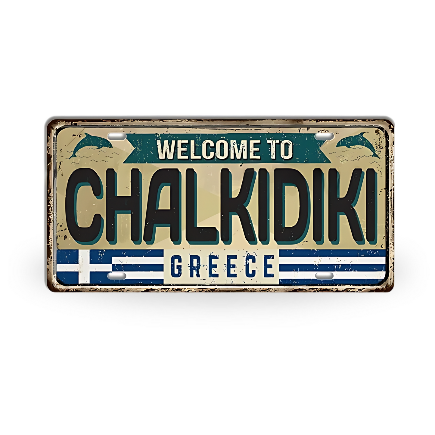 Greek Island License Plates • Retro Greece Tin Signs • Vintage Landmark Decorative Metal Print Wall Art • Ideal Gift for Travel Enthusiasts • Papagaio Studio Design Shop