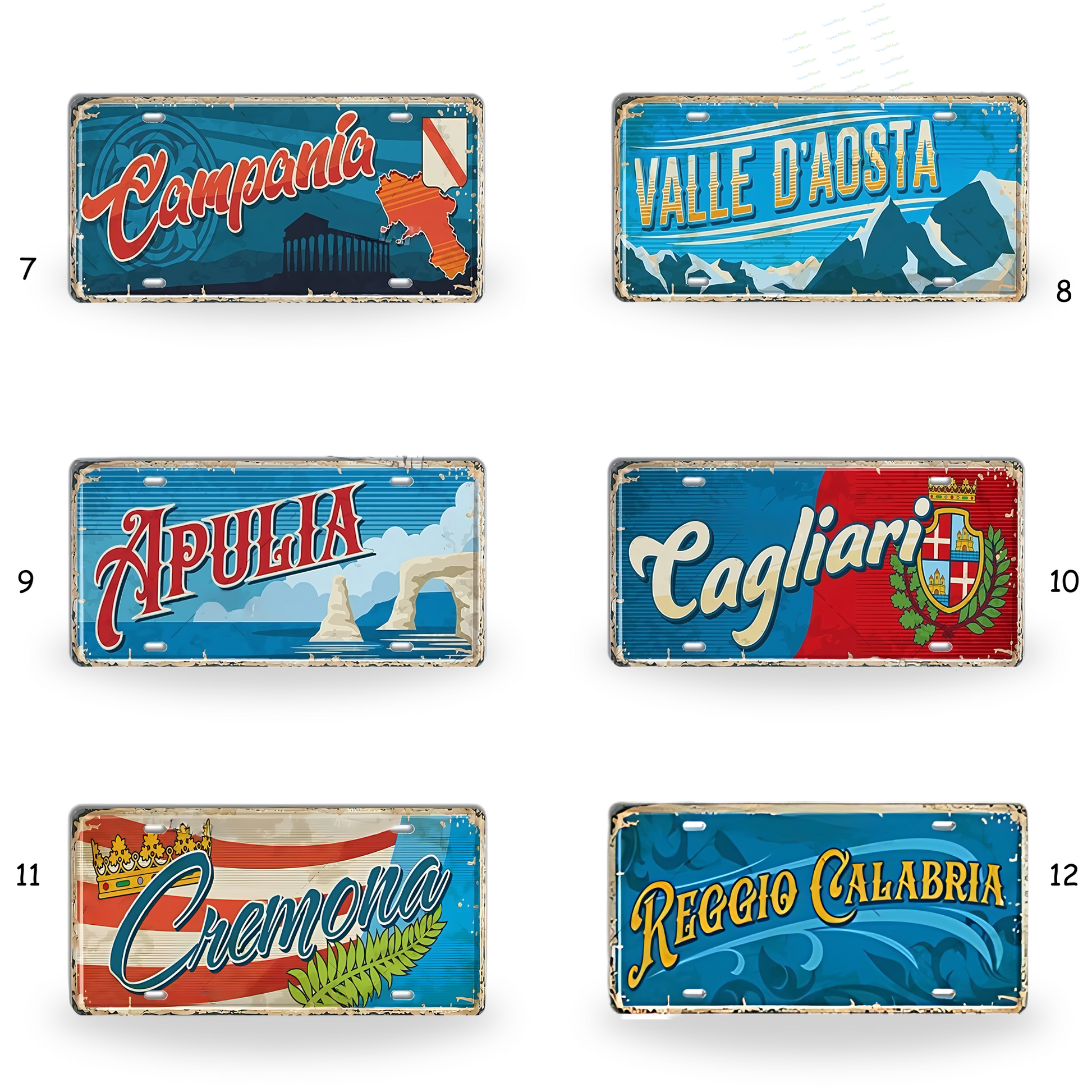 Vintage Italy Tin Signs • Retro Italian Regions And Cities License Plates • Metal Print Wall Decor • Eurotrip Travel Gift Souvenir Decor • Papagaio Studio Design Shop