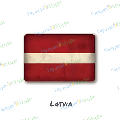 Vintage National Flags Tin Signs • Retro World Flags Metal Print • Patriot Country Flag Decor • Wall Art for Home, Bar, Office, Cafe • Papagaio Studio Design Shop