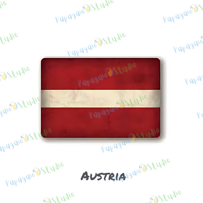 Vintage National Flags Tin Signs • Retro World Flag Metal Print