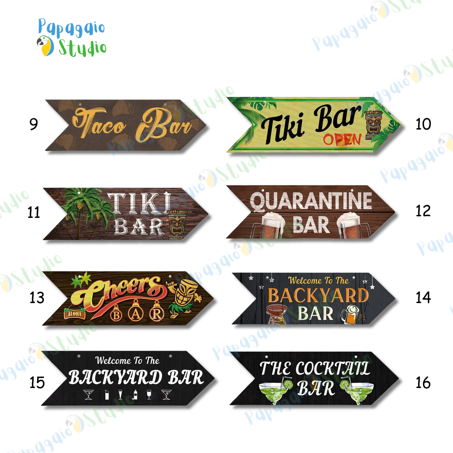 Rustic Bar And Pool Arrow Wooden Signs • Tiki Bar Indication Wood Plaque Wall Hanging For Beach House Coastal & Seaside Decor • Papagaio Studio Design Shop