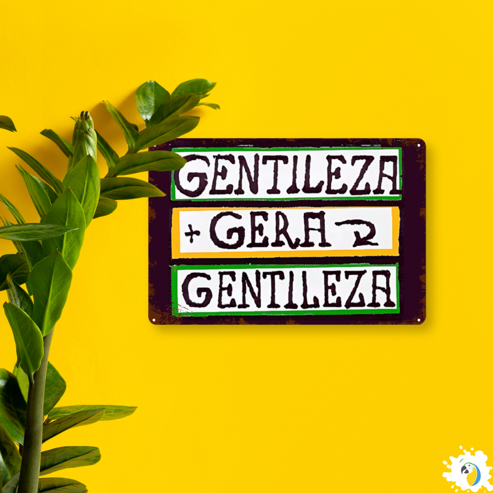 Brazil Gentileza Gera Gentileza Tin sign • Brazilian Happy Quote Metal Print Wall Art • Papagaio Studio Design Shop