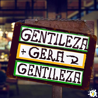 Brazil Gentileza Gera Gentileza Tin sign • Brazilian Happy Quote Metal Print Wall Art • Papagaio Studio Design Shop