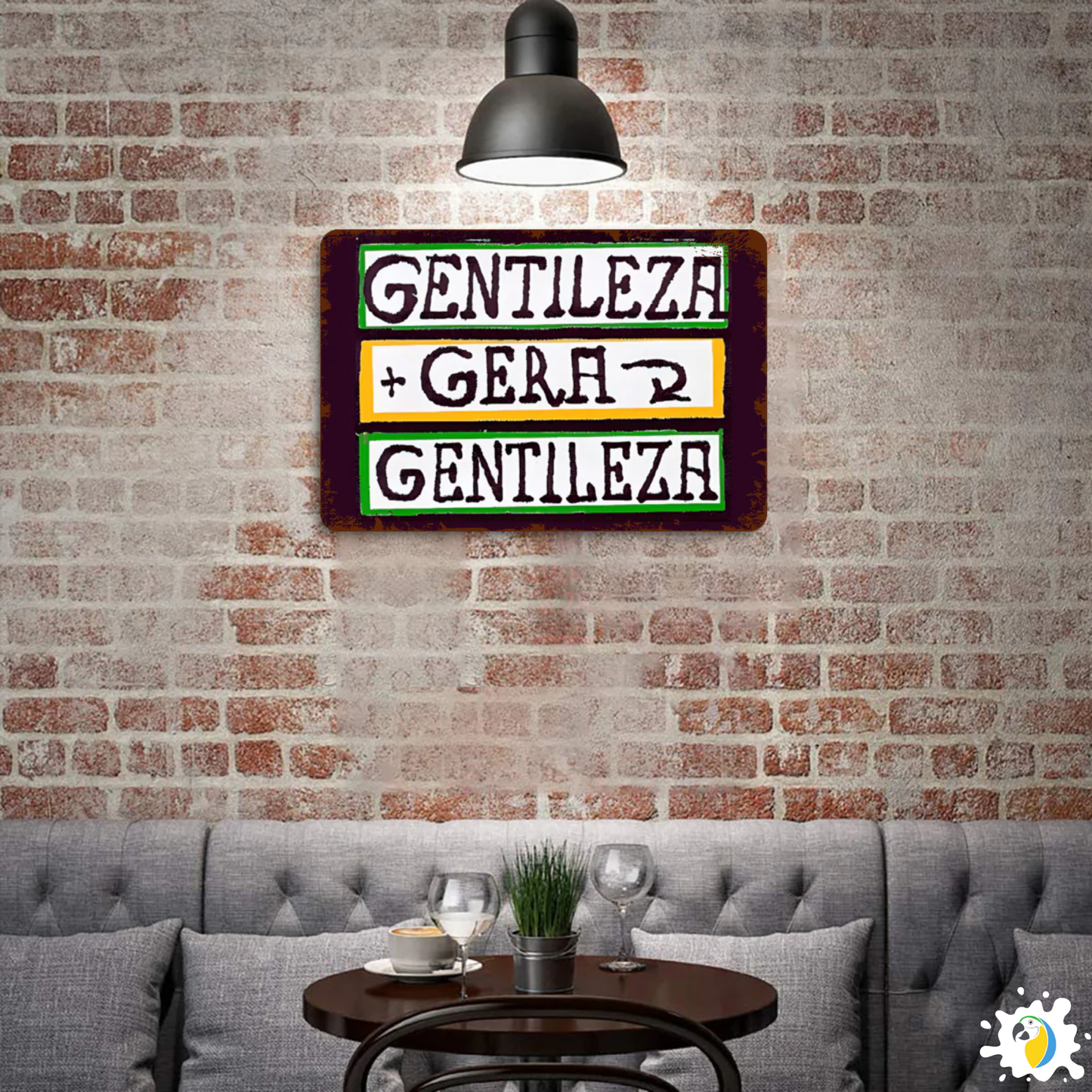 Brazil Gentileza Gera Gentileza Tin sign • Brazilian Happy Quote Metal Print Wall Art • Papagaio Studio Design Shop