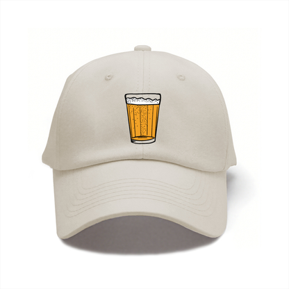 Beige cap with a glass of beer illustration on a white background