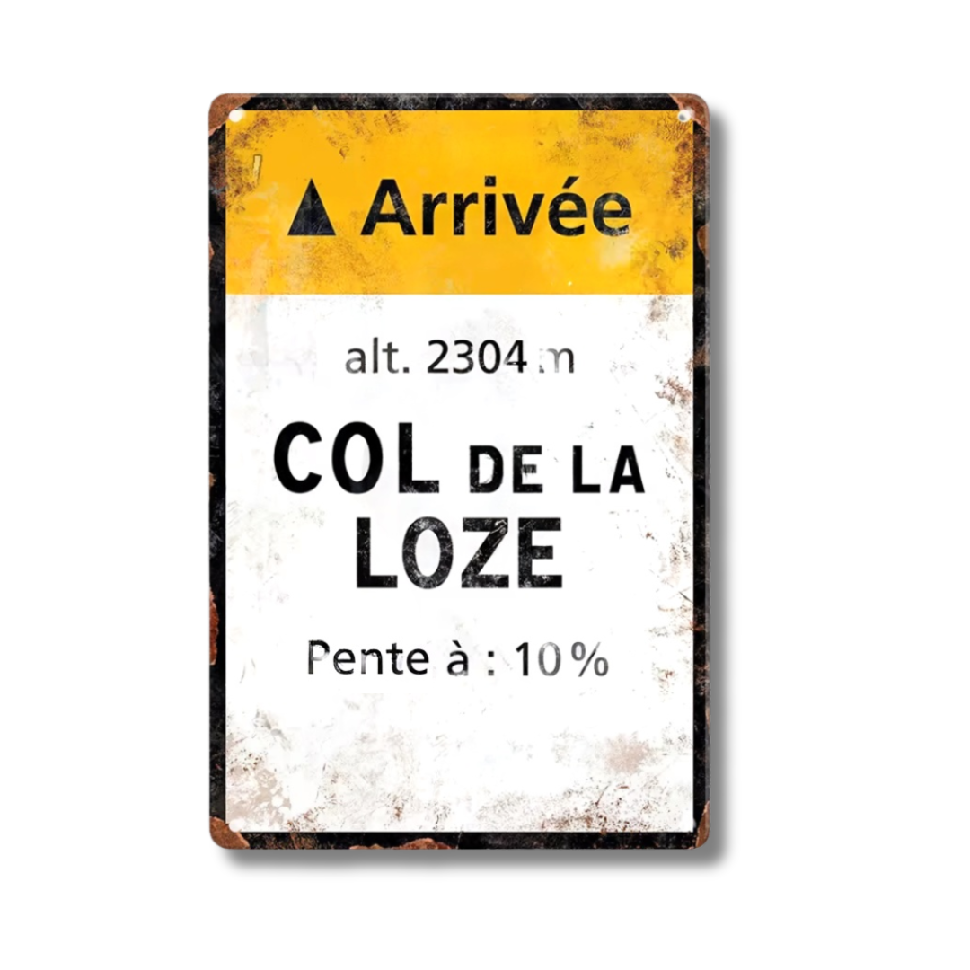 Iconic Alpine Cycling Climb Metal Sign – Vintage Road Plaque with Classic Mountain Pass Landmarks (Stelvio, Galibier, Tourmalet, Croix de Fer & More) – 11.8" x 7.8" (30 x 20 cm) Tin Wall Decor