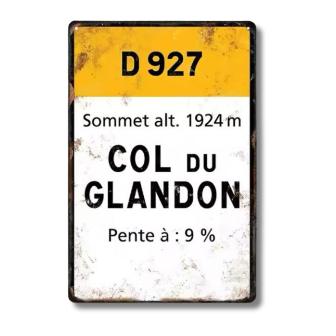 Iconic Alpine Cycling Climb Metal Sign – Vintage Road Plaque with Classic Mountain Pass Landmarks (Stelvio, Galibier, Tourmalet, Croix de Fer & More) – 11.8" x 7.8" (30 x 20 cm) Tin Wall Decor