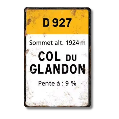 Iconic Alpine Cycling Climb Metal Sign – Vintage Road Plaque with Classic Mountain Pass Landmarks (Stelvio, Galibier, Tourmalet, Croix de Fer & More) – 11.8" x 7.8" (30 x 20 cm) Tin Wall Decor