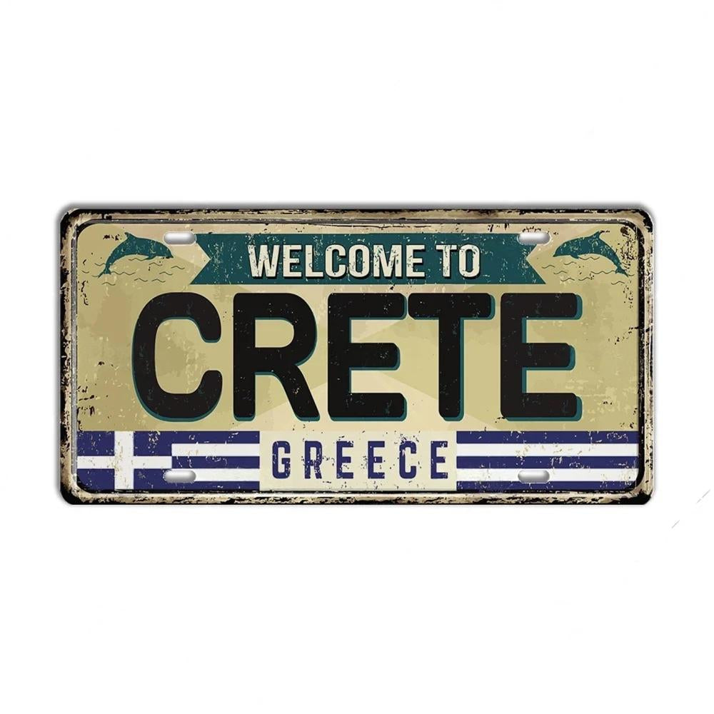 Greek Island License Plates • Retro Greece Tin Signs •