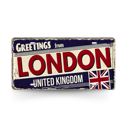 UK Ireland Landmark License Plate • United Kingdom England Metal Sign • British Irish City Decorative Signage Wall Decor • Travel Souvenir • Papagaio Studio Design Shop